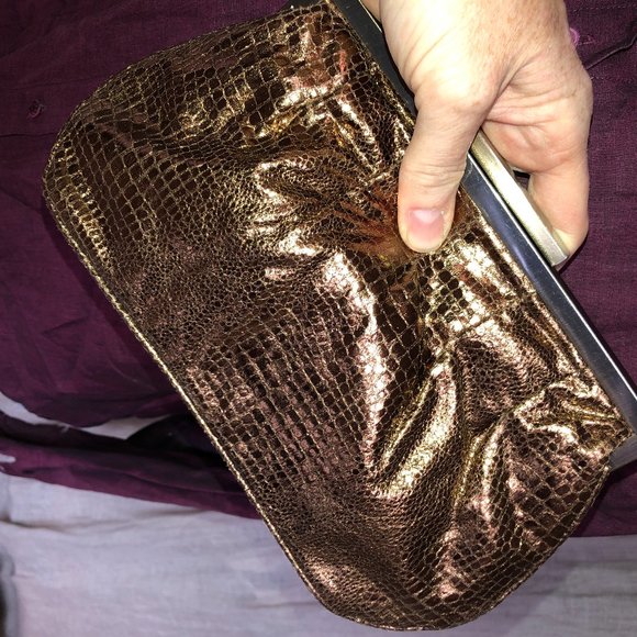 aldo 10x5 Bronze metallic snakeskin clutch - Picture 2 of 6